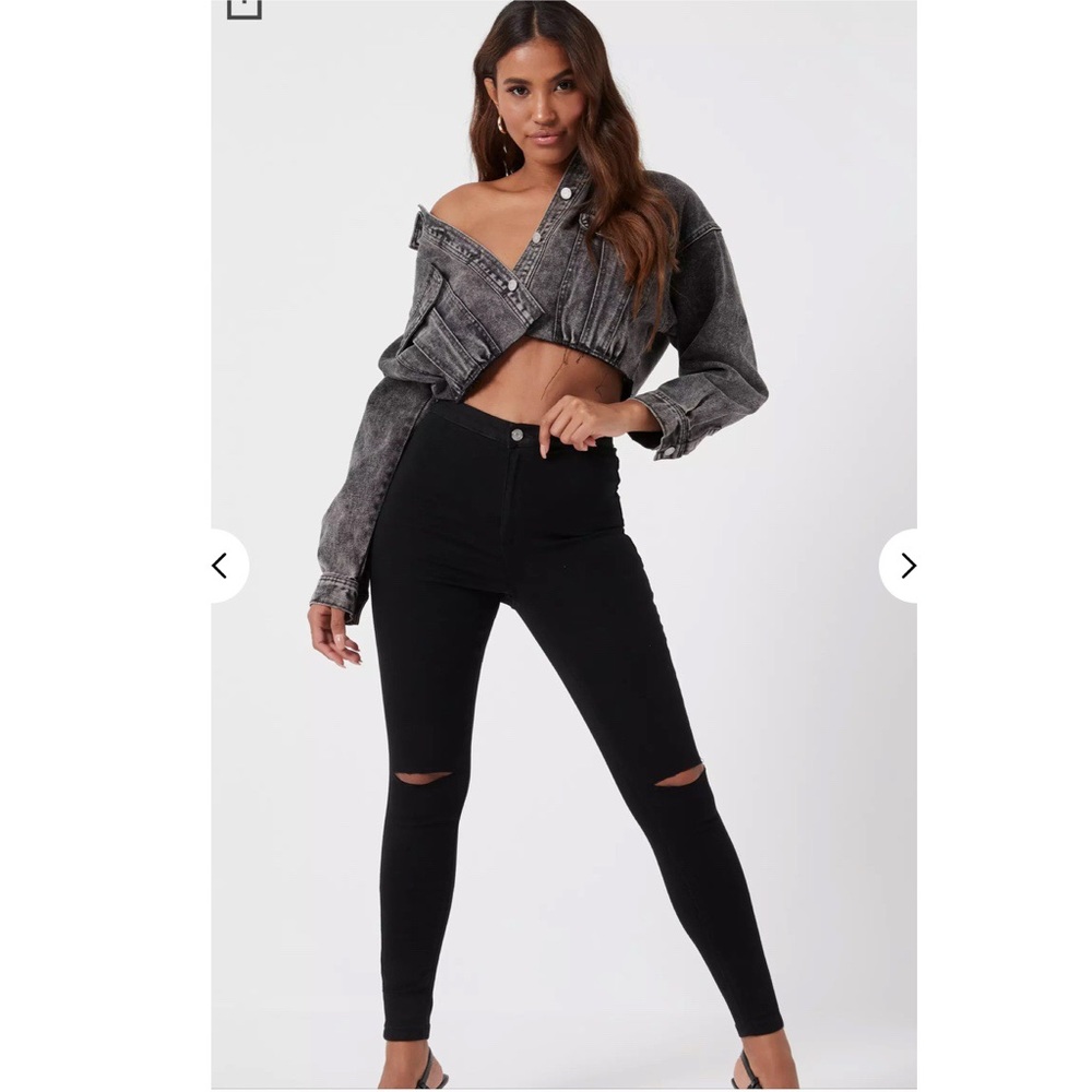 Misguided high waisted slash knee skinny jeans NWT